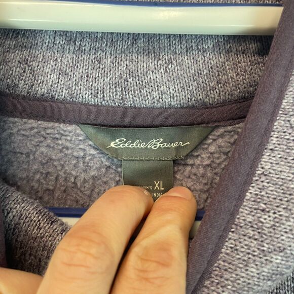 Eddie Bauer Men's XL Gray Snap Mock Neck Warm Cozy Long Sleeve Pullover Casual - Picture 3 of 6